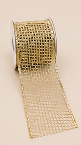 Fita Aramada Dourada Vazada com Glitter 10 cm x 9,14 m | Elegância para Árvores de Natal | Delicare Home
