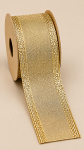 Fita Aramada Dourada com Bordas em Glitter 6,3 cm x 9,14 m | Elegância para Árvores de Natal | Delicare Home