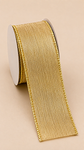 Fita Aramada Dourada com Detalhes em Glitter 4,5 cm x 9,14 m | Fita Natalina Premium | Delicare Home