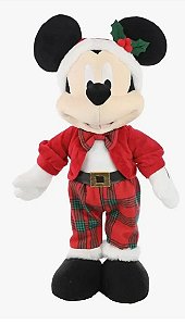 Mickey Natalino Disney Licenciado 45 cm em pé xadrez| Pelúcia Decorativa de Natal | Delicare Home