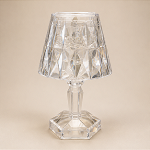Mini Abajur de Acrílico com Iluminação LED – 12 cm | Luminária Decorativa Transparente Premium