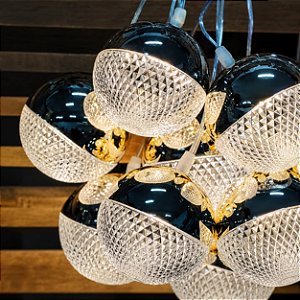Pendente Bola com LED Branco Quente 1,80 m – 10 Bolas de 12 cm