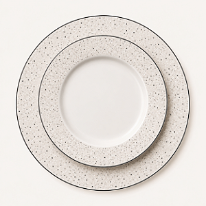 Prato de Sobremesa em Porcelana com Detalhes Dourados e Prateados – 19 cm