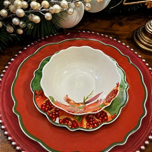 Kit de Mesa Posta Pássaros e Romãs – 12 Peças