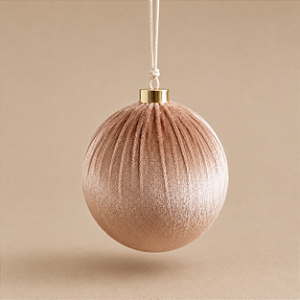 Bola de Natal em Veludo Creme/Bege – 15 cm