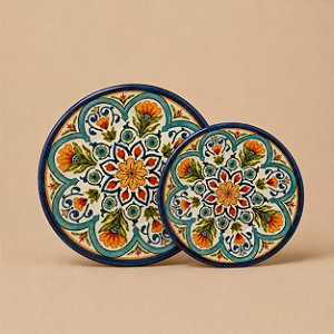 Prato de Sobremesa em Melamina Estampa Mediterrânea – 22 cm