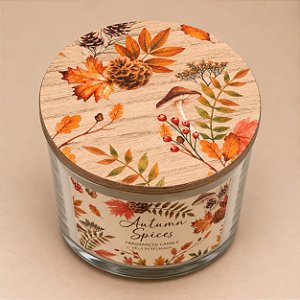 Vela Perfumada Autumn Spices com Tampa Decorativa – 13 x 8 cm