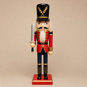 Quebra-nozes Tradicional de Madeira com Espada – 30 cm