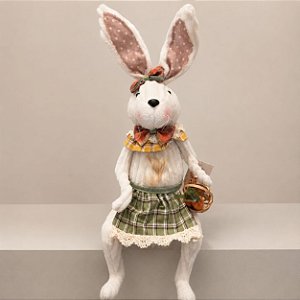 Coelha de Páscoa Branca em Pelúcia Sentada – 50 x 18 cm