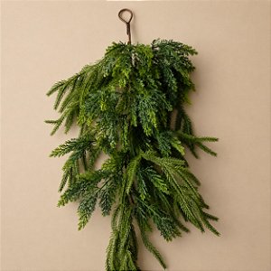 Pendente de Cipreste Permanente Premium Toque Real 78 cm – Mix de Folhagens Verdes