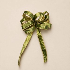 Laço Pronto de Natal em Veludo Verde e Champagne Dupla Face 5 Pontas 22 x 18 cm