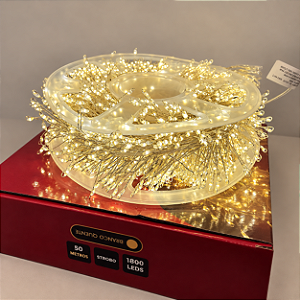 Festão Cluster 1800 LEDs Strobo Branco Quente 50 Metros Bivolt – Iluminação de Natal