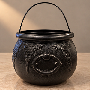 Balde Caldeirão Preto para Doces Halloween 18 cm