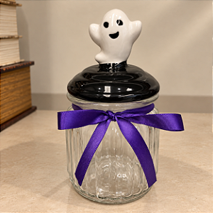 Pote de Vidro Halloween com Tampa Hermética de fantasminha