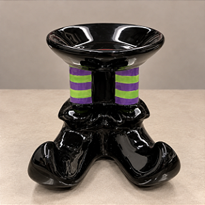 Porta-Velas Pé de Bruxa Roxo e Verde Halloween 8,5 cm