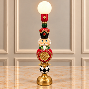 Luminária Quebra-Nozes Natalina com LED em Resina 50 cm – Vermelho, Verde e Dourado