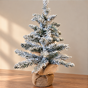 Árvore de Natal Nevada 60 cm com Base Rústica
