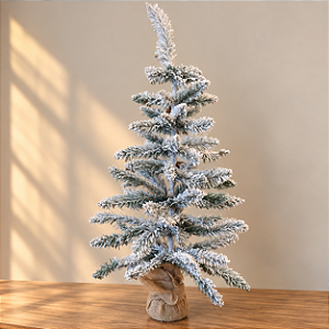 Árvore de Natal Nevada 90 cm com Base Rústica