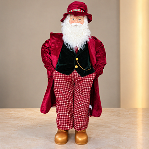 Papai Noel Decorativo de 60 cm com Fraque Bordô