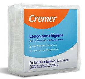Lenço para banho Wipes com 50 Unidades - Cremer