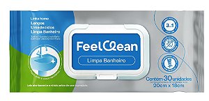 Lenço Umedecido de Limpeza Multis superfícies FeelClean Home Banheiro c/ 30 unidades