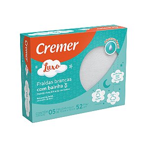 Fralda Cremer Luxo Branca Com Bainha - Caixa C/ 5 Unid.