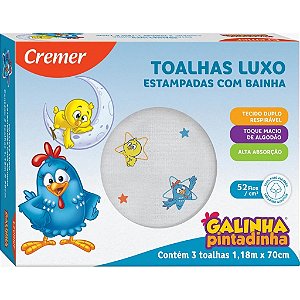 Toalha Fralda de Pano Galinha Pintadinha Cremer 1.18x70