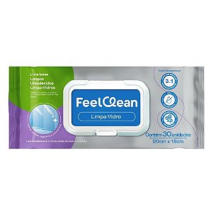 Lenço Umedecido Limpa Vidros Janelas Para-Brisas Espelhos com 30 unidades FeelClean
