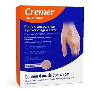 Filme Curativo Para Pequenos Machucados e Tatuagens - à Prova D’Água Estéril 6x7 com 4 Unidades