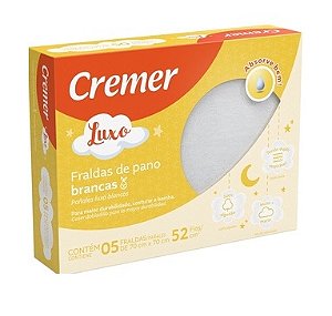 Fralda de Pano Luxo Branca Cremer 52 Fios 100% algodão