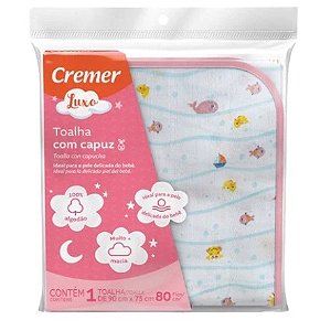 Toalha Fralda Com Capuz Cremer Soft Menina 90cm X 75cm 100% algodão Pós Banho Muito Macia