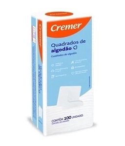 Algodão Quadrado Cremer com 100 Unidades Para Limpeza e Higiene do Bebê 100% algodão