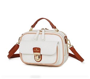 Bolsa Feminina Rosa Amora bauzinho com Detalhes Caramelo