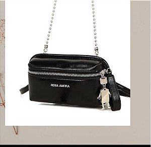 Bolsa Rosa Amora Preta Pequena