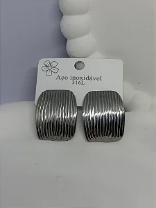 Brinco de Aço Inox Prateado Texturizado