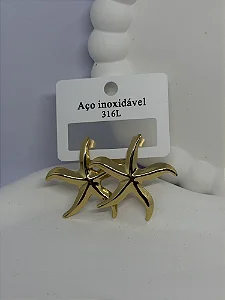 Brinco Estrela Dourado em Aço Inox