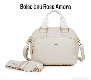 Bolsa Bau Rosa Amora Branca Feminina