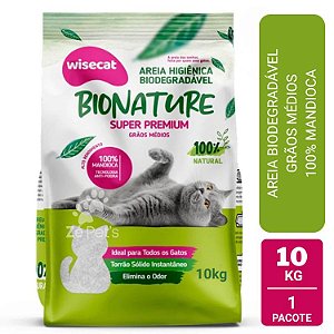 Areia Higiênica Wisecat Bionature 10kg Biodegradável