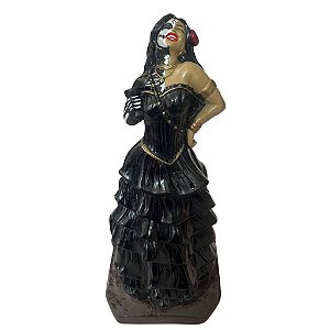 Imagem Gesso Realista Premium - Pomba Gira Caveira Preta 26 cm