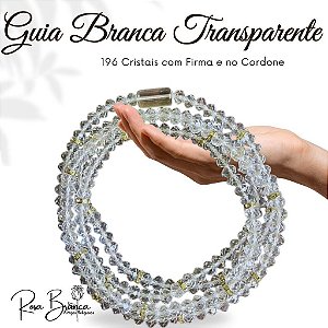 Guia Fio de Contas Branca Transparente com 65 cm de Cristal com Firma e 196 Cristais