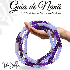 Guia Fio de Contas de Nanã Roxo e Lilás com 65 cm de Cristal com Firma e 196 Cristais