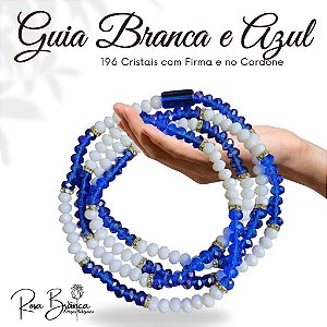 Guia Fio de Contas Azul e Branco com 65 cm de Cristal com Firma e 196 Cristais