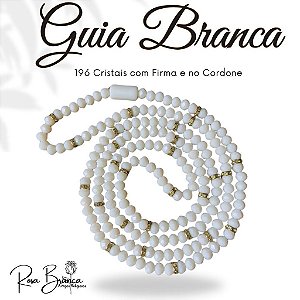 Guia Fio de Contas com 65 cm Branca de Cristal com Firma