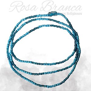 Guia de Miçangas - Azul Claro e Azul Cristal Com Firma