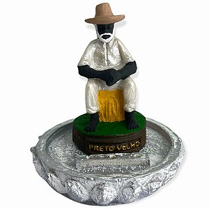 Incensário Preto Velho 12 cm 3 Varetas em Resina