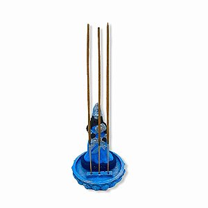 Incensário Iemanjá Azul 12 cm 3 Varetas em Resina