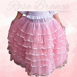 Saia 7 Babados Rosa