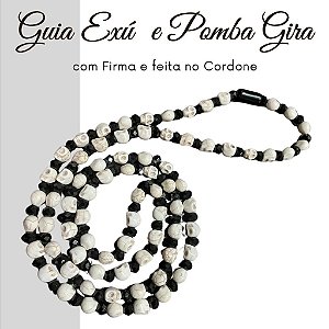 Fio de Contas Guia de Exu e Pomba Gira com 63 cm e Caveiras, Firma e no Cordone