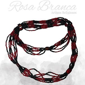 Brajá 7 Fios Vermelho e Preto Cristal