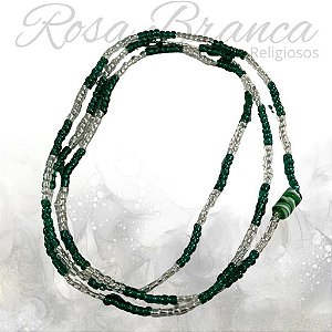 Guia de Miçangas - Verde e Branco Cristal Com Firma